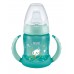 NUK PP First Choice+ Флуросцентно шише со рачки и силикон клунче 150ml "Glow in The Dark" (6+мес.)