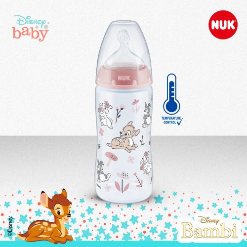 NUK First Choice+ шише ПП300мл силикон цуцла  "Disney Bambi" (6+мес.) - Temperature Control