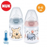 NUK First Choice+ шише ПП150мл силикон цуцла  "Winnie the Pooh" (0-6мес.) - Temperature Control